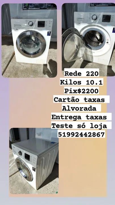 Lava Roupas Samsung Eco Bubble 10.1kg 1200 RPM - Usada - Foto 4