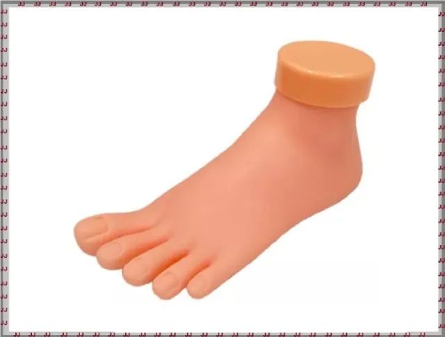 Pé de silicone e plástico para treino de pedi-cure e unhas de gel