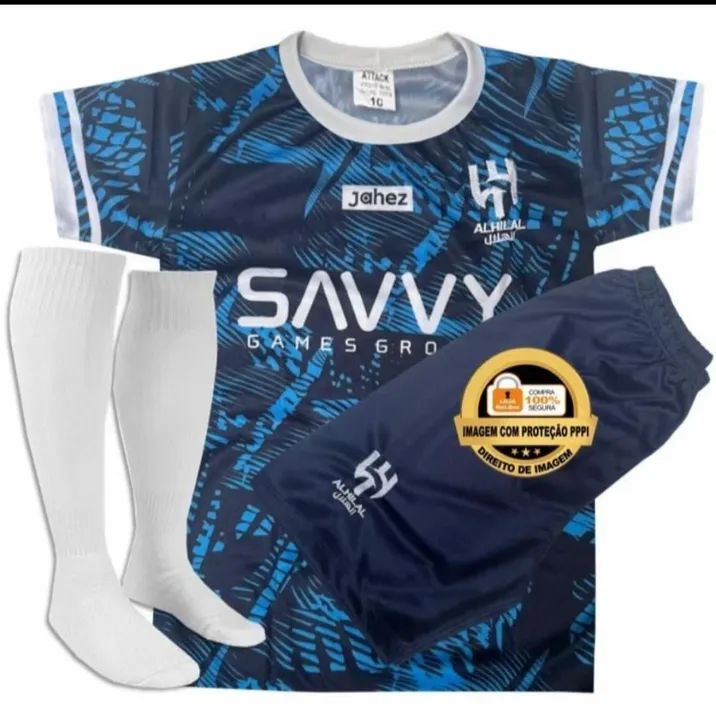 Conjunto Neymar infantil kit camisa shorts meião <br> - Foto 4