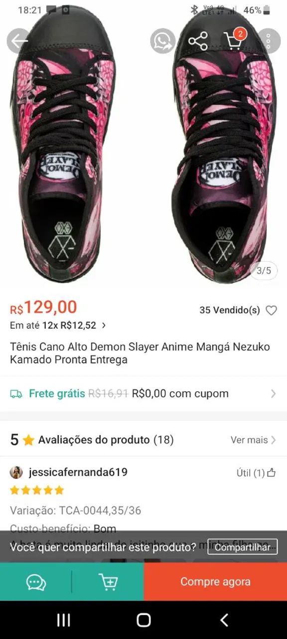 Sapato temático anime demon slayer nezuko - Foto 3