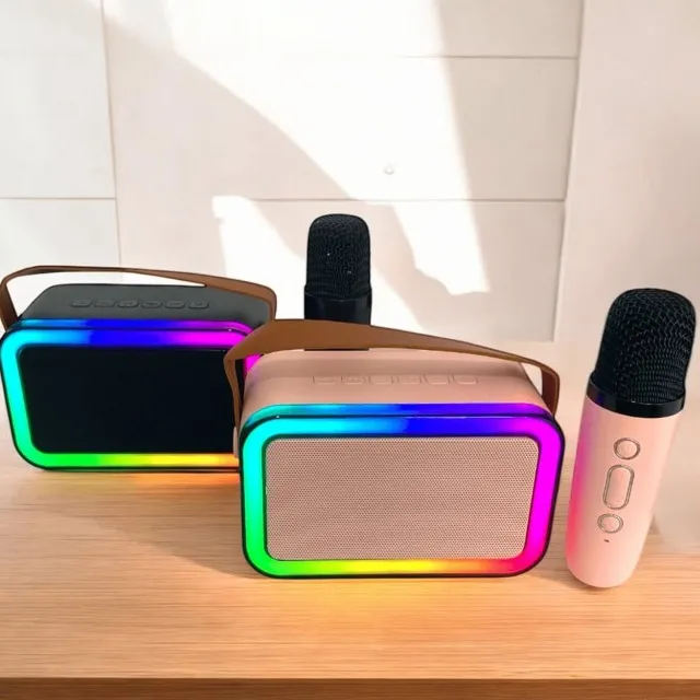 Alto-falante Bluetooth Karaokê com Microfone, Luzes LED