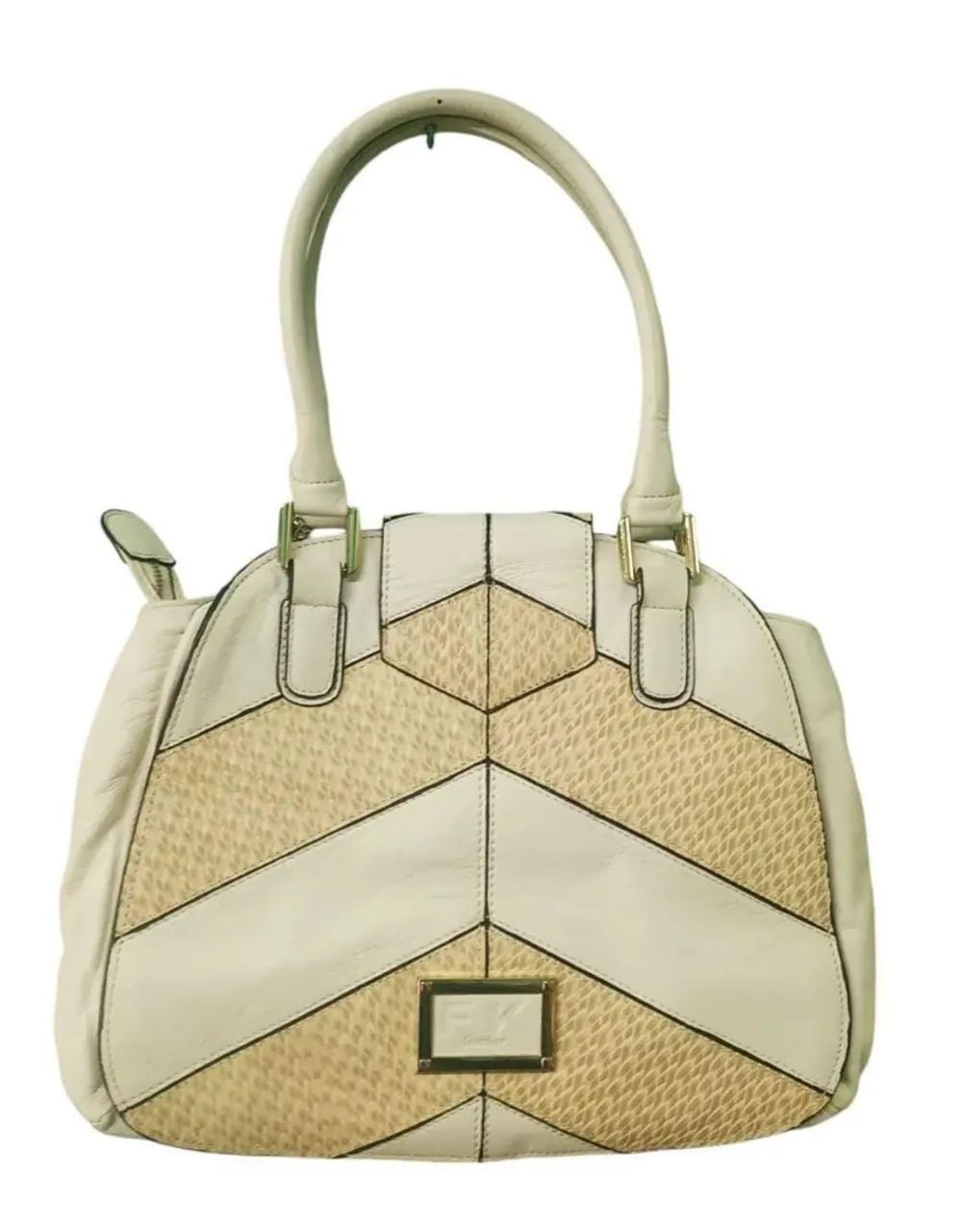 Bolsa de mão FK Leather - Bege - Foto 2