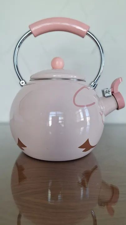 CHALEIRA DE PORQUINHO ROSA ESMALTADA COM APITO 2,2 LITROS - Foto 5