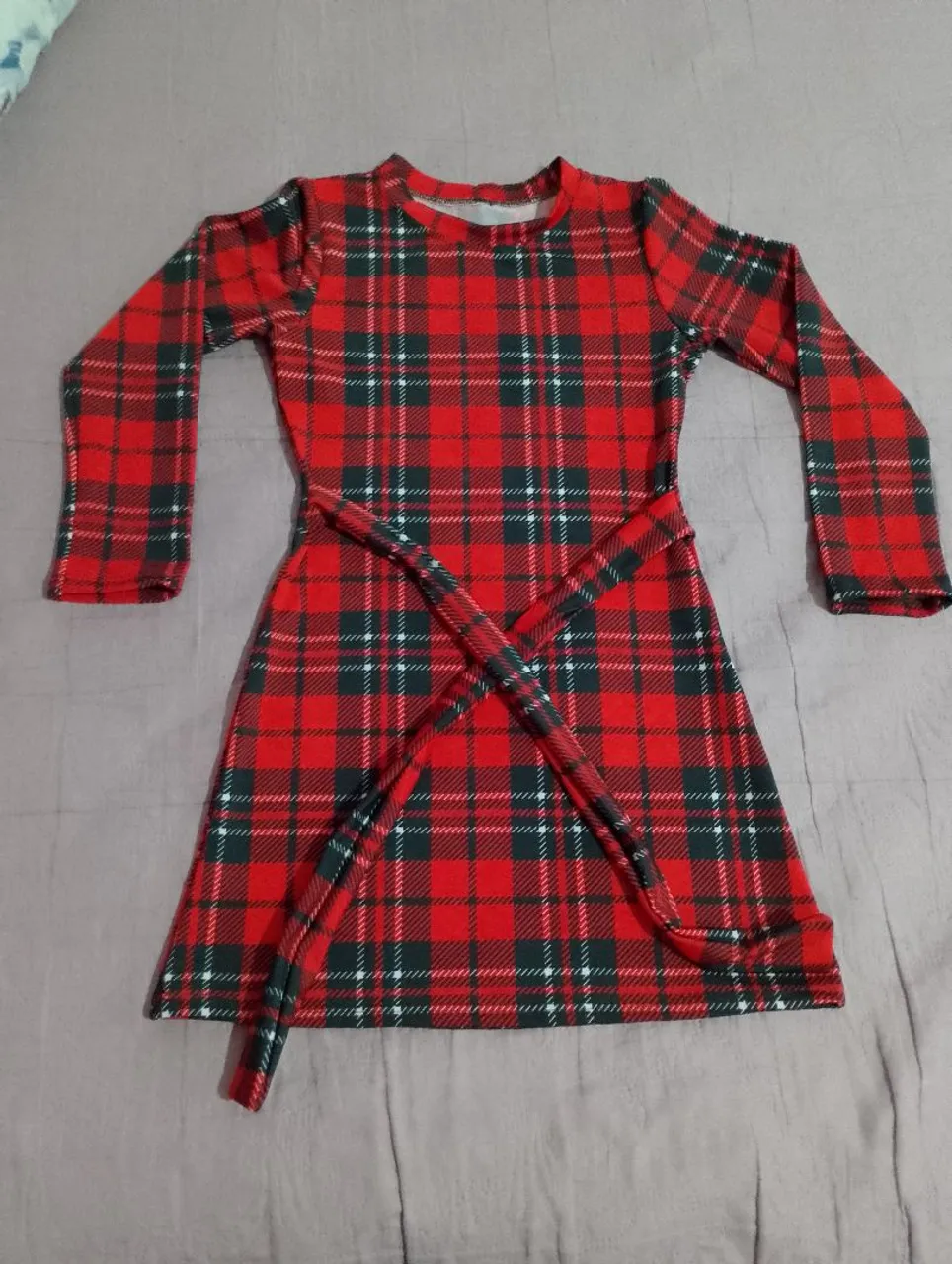 Vestido Xadrez Vermelho com Cinto infantil Tam 7
