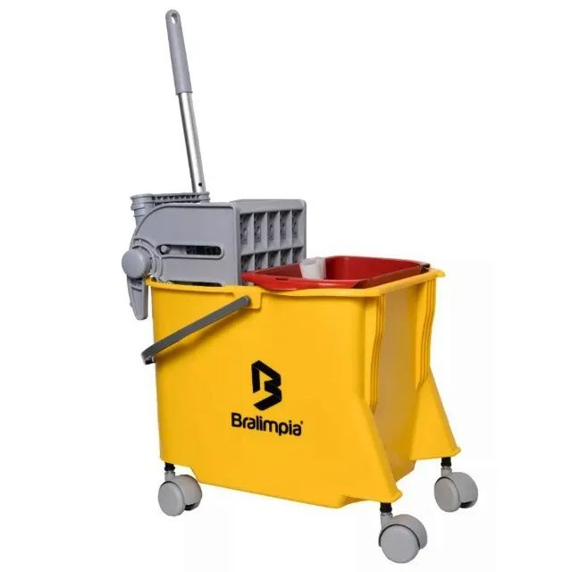 Conjunto Balde Espremedor Doblô 20 Flex Amarelo Bralimpia - Foto 3