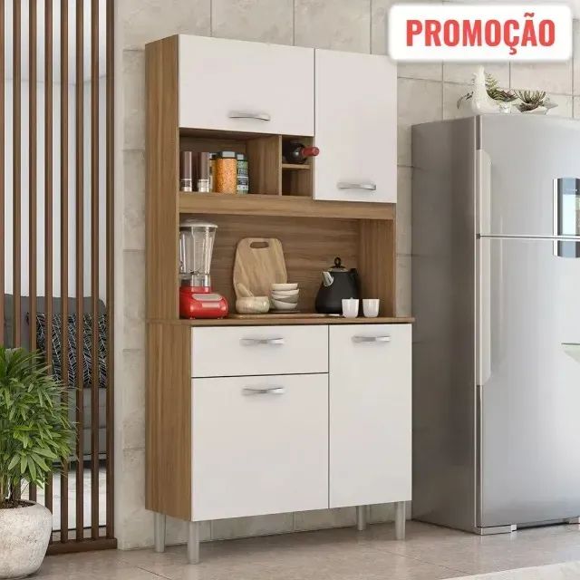 Armário para cozinha 4 prts 1 gaveta amendola branco