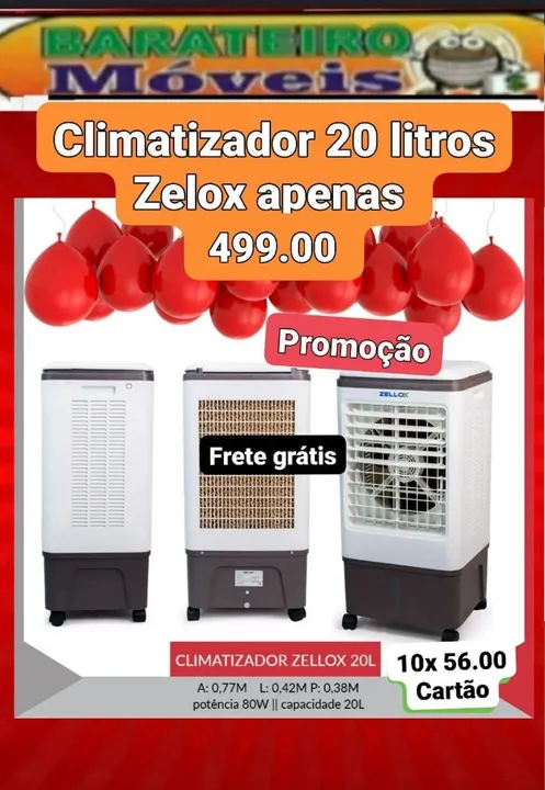 Climatizador Zelox 20 Litros - Frete Grátis - Promoção!