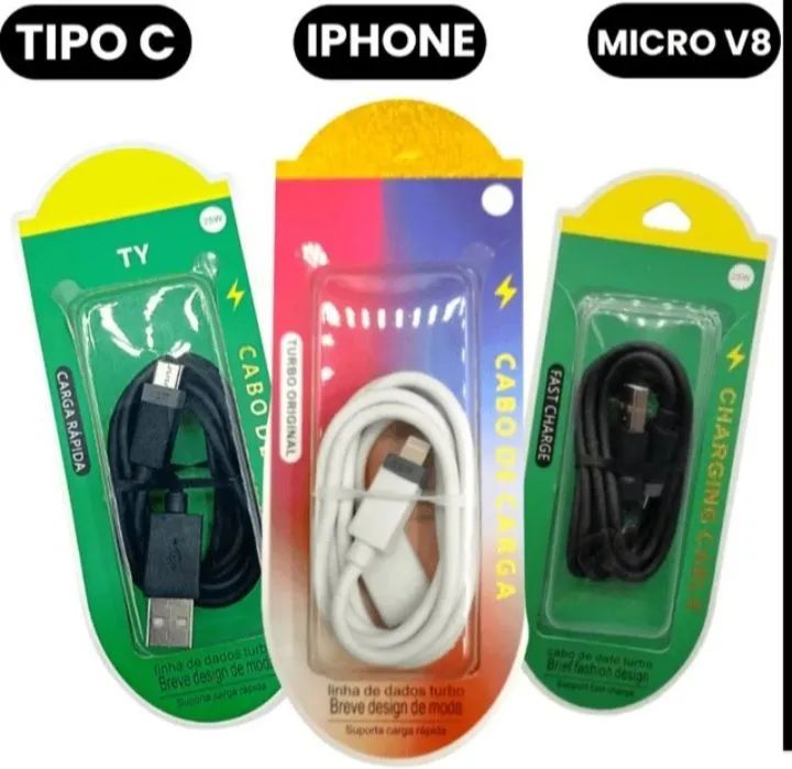 Cabos usb tipoC V8 iphone Novo entregamos  - Foto 4