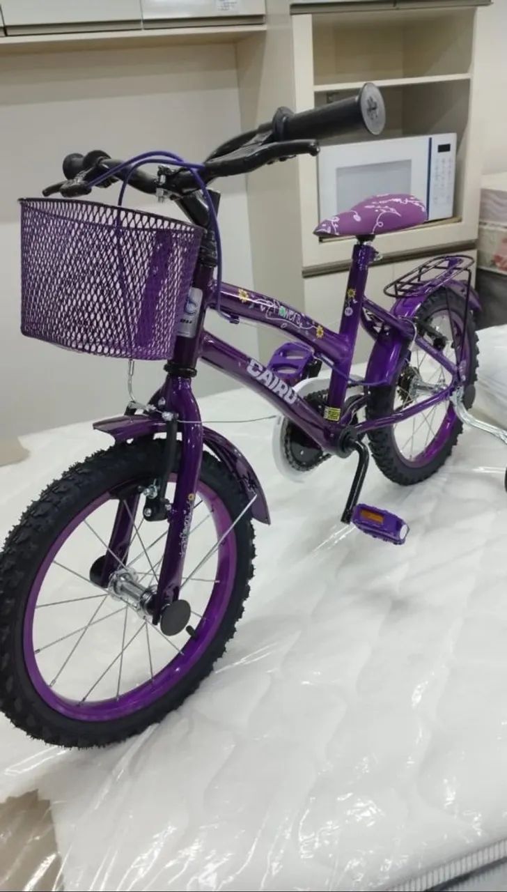 Bicicleta Infantil Roxa com Cesta 