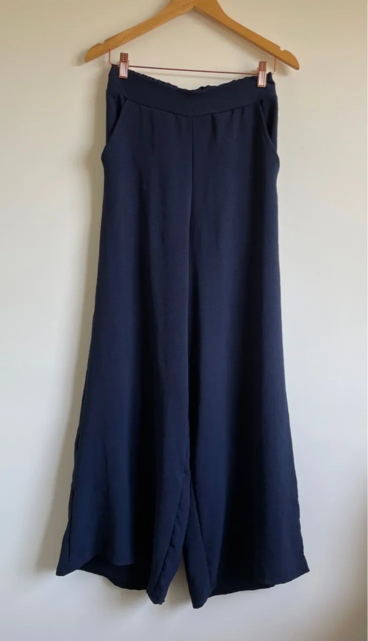 Calça feminina Pantalona 36 / 38 Azul Marinho - Foto 3