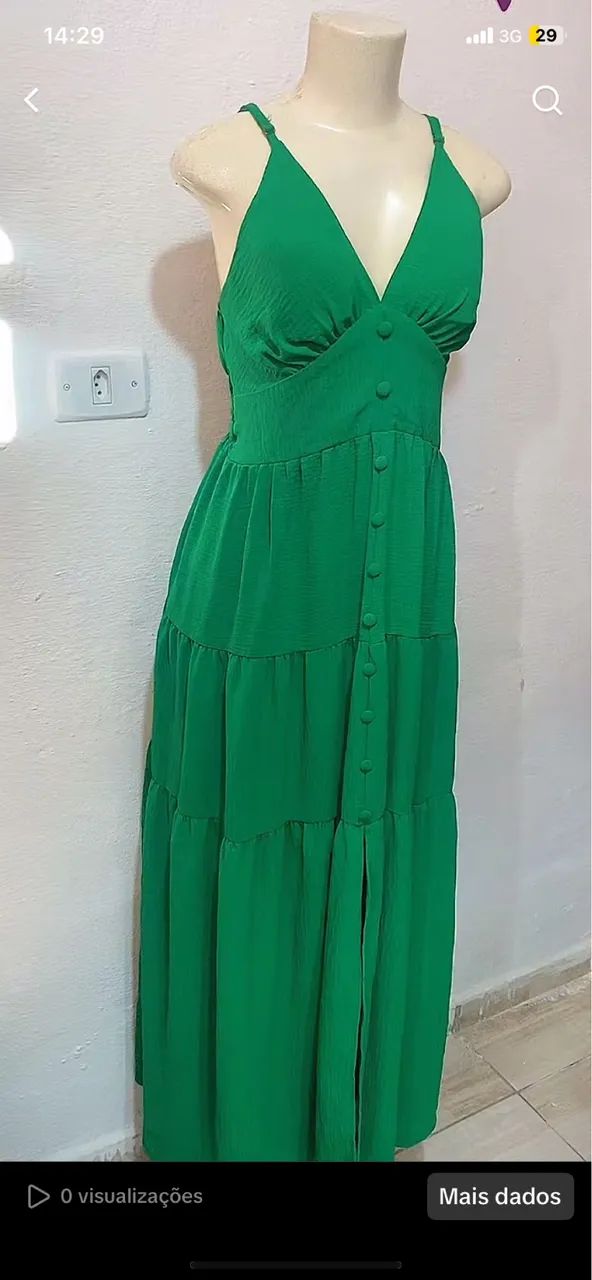 Vestido verde crepe Duna - Foto 2