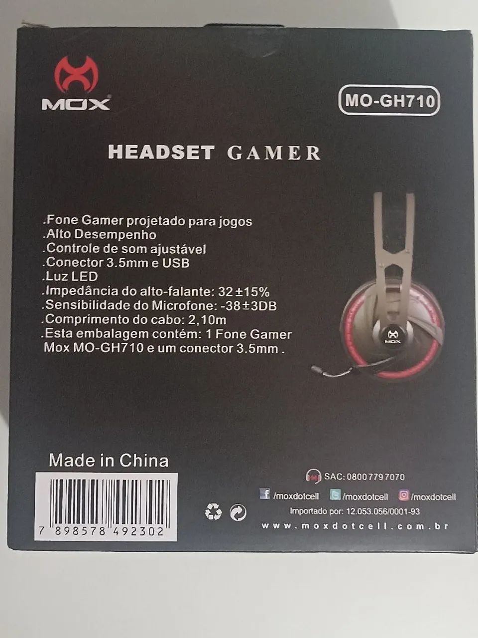 Headset Gamer MOX MO-GH710 - RGB, Som 7.1 de alta Qualidade, Microfone top - Foto 2