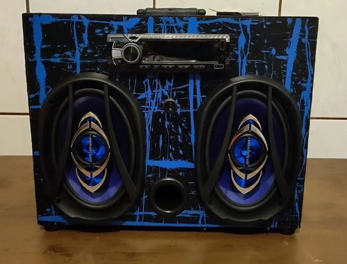 Caixa Bob Esponja Horizontal Azul com Bluetooth e USB - Foto 3