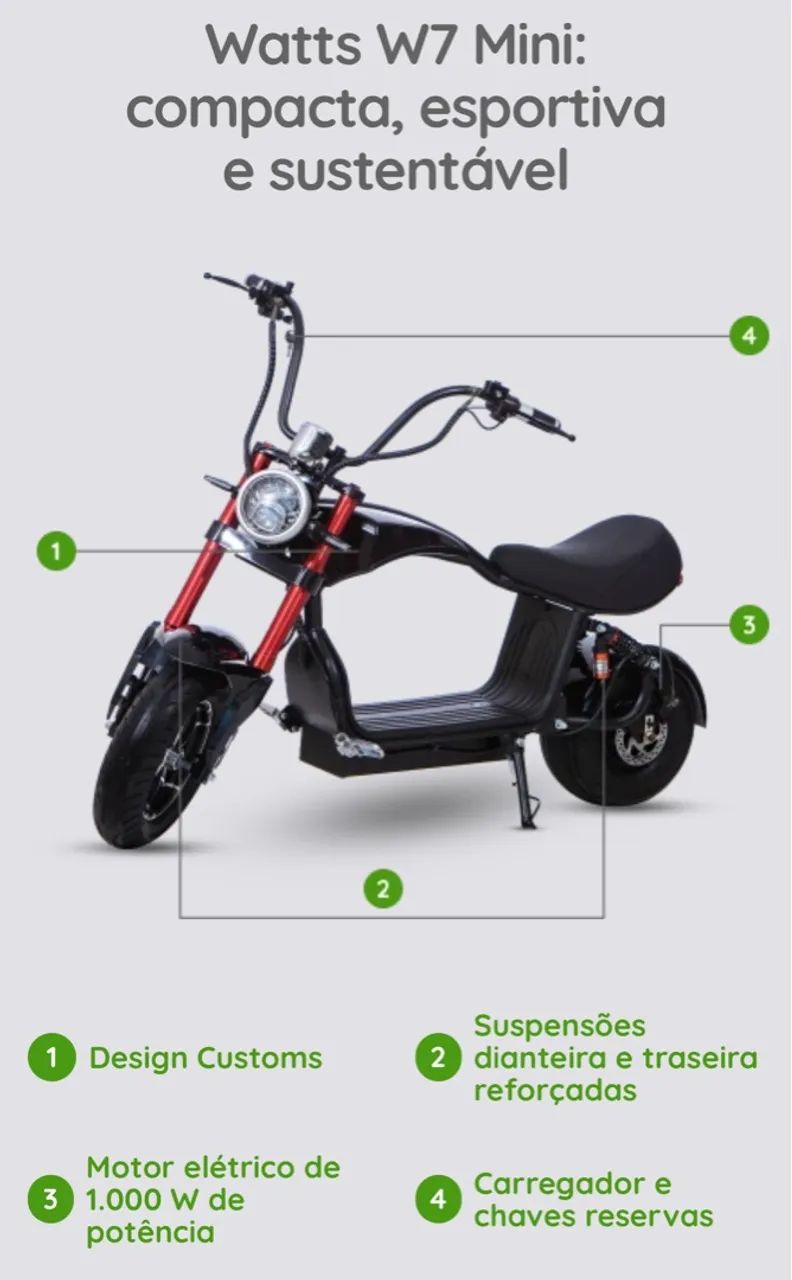 Scooter Elétrica Watts W7 Mini - Foto 5