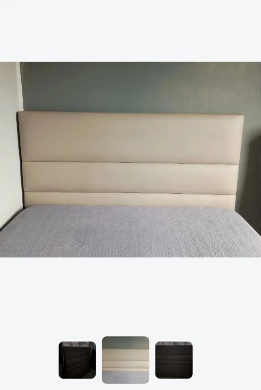 Cabeceira para cama casal na cor marfim. Toda revestida no courvin - Foto 3