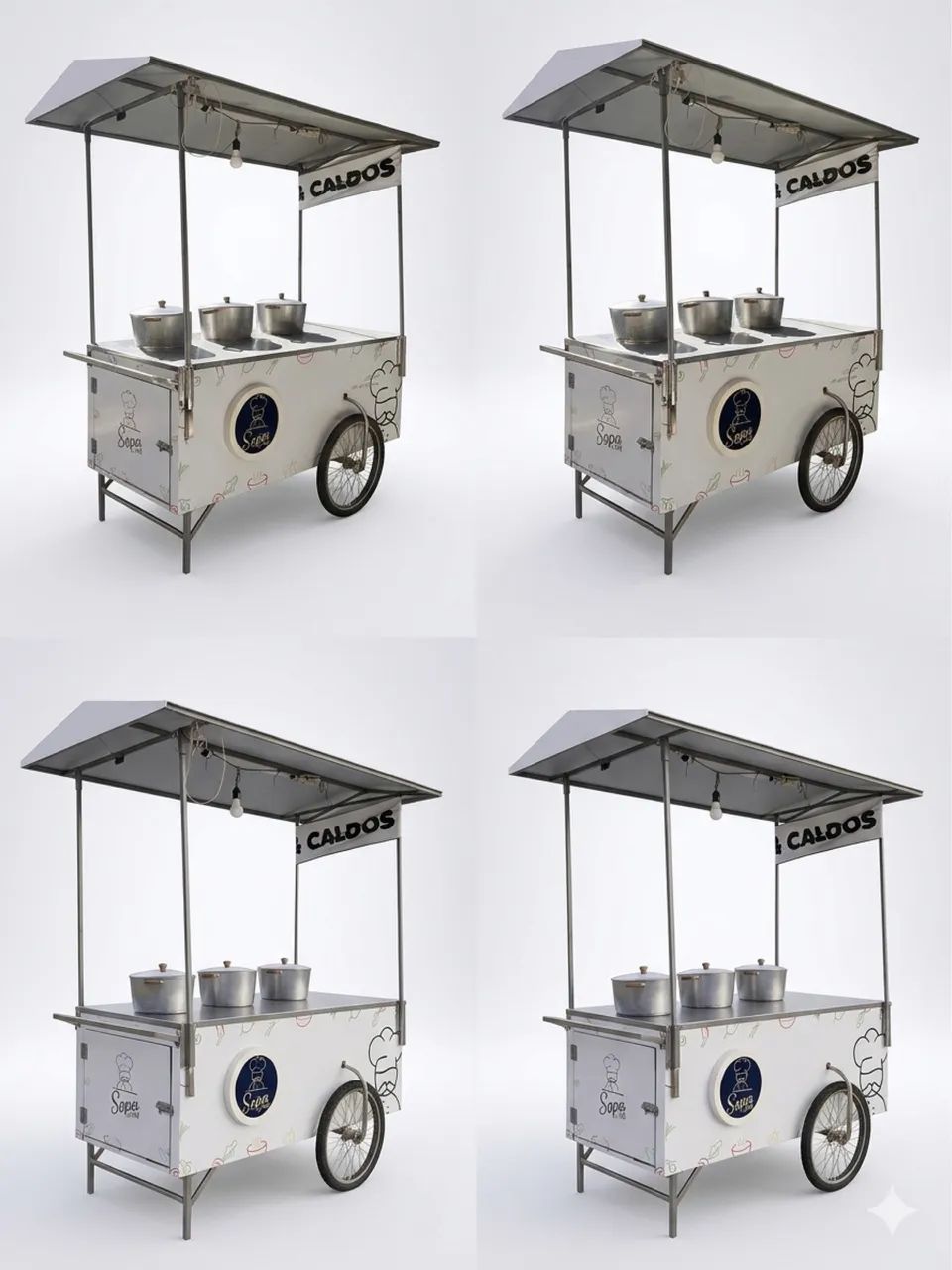 Carrinho de Sopas e Caldos Profissional - Completo e Pronto para Trabalhar