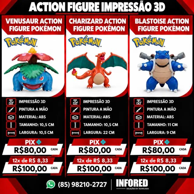 Action Figures Impressão 3D com Pintura à Mão  