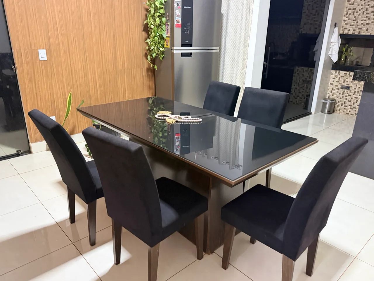 Mesa de jantar tampo de vidro preto - Foto 2