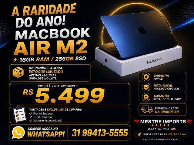 MacBook Air M2 Azul Midnight 16GB Pronta Entrega - Notebooks