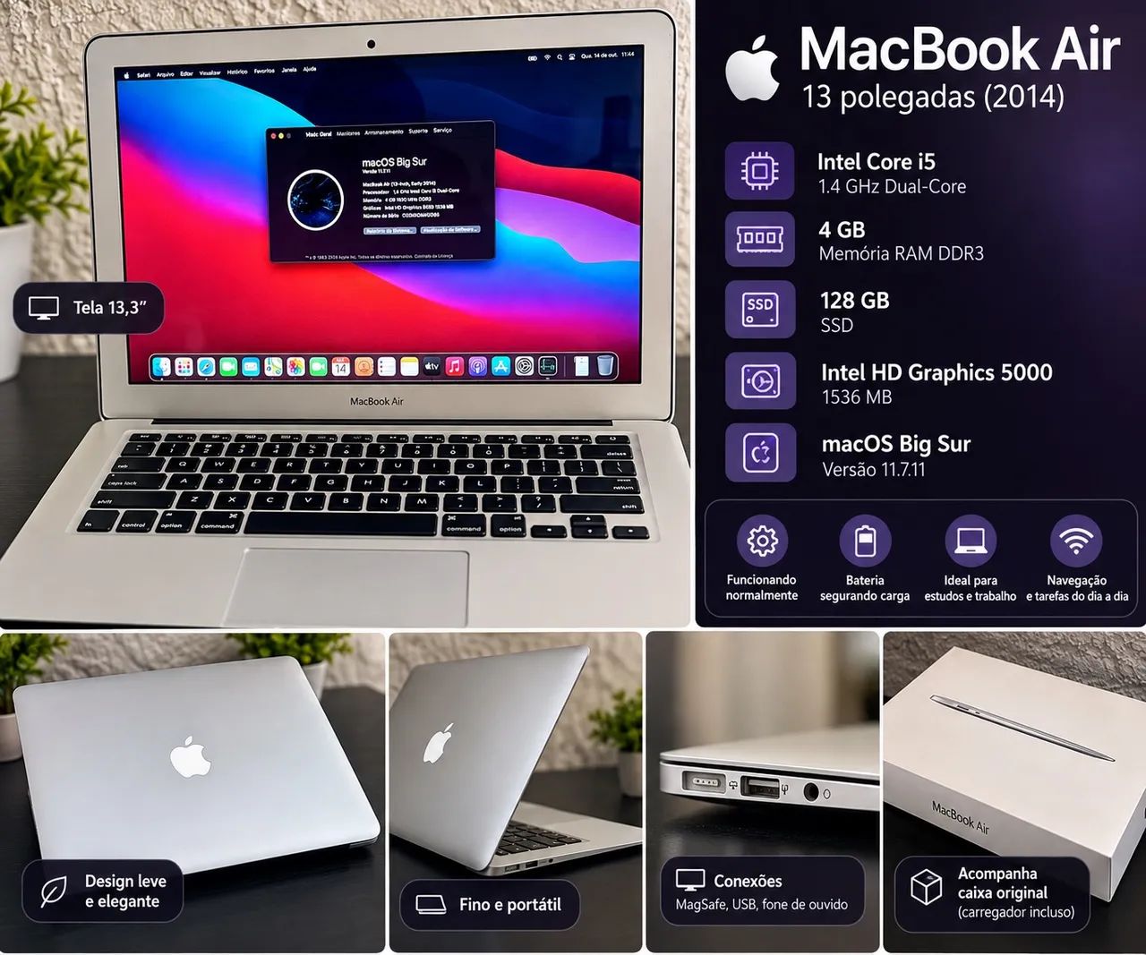 MACBOOK AIR 13 APPLE ? INTEL CORE i5  SSD 128 GB