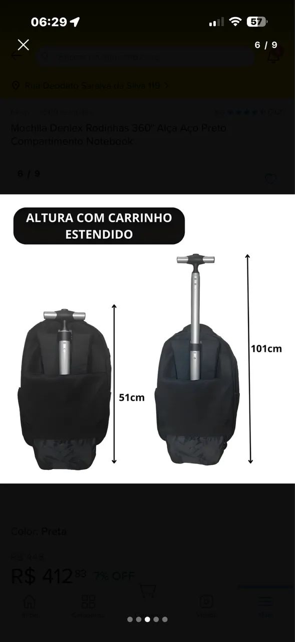Mochila escolar Denlex Rodinhas 360° Alça Aço - Foto 3