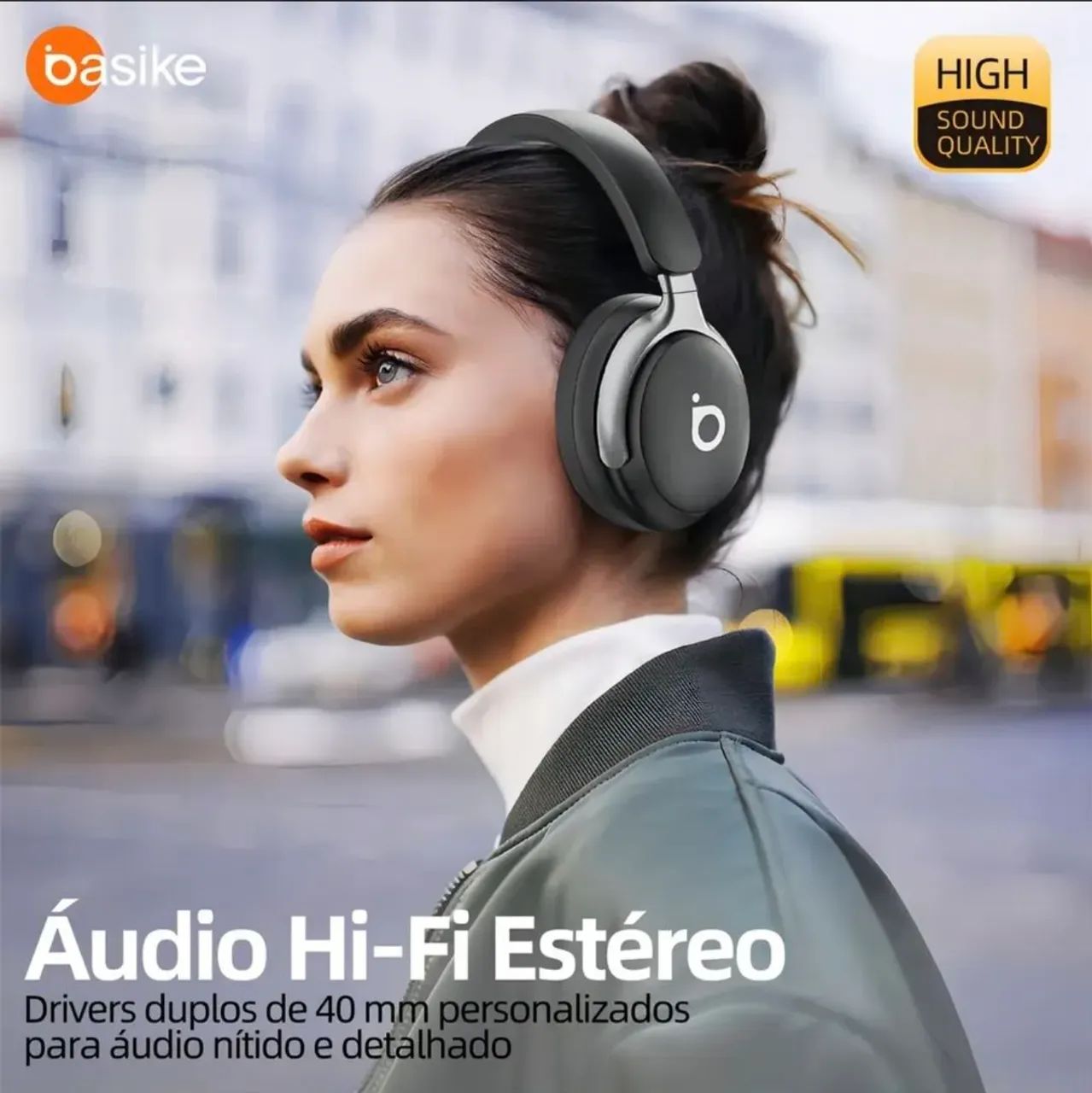 Headphone Bluetooth Basike ANC Hi-Fi 40h - Foto 5