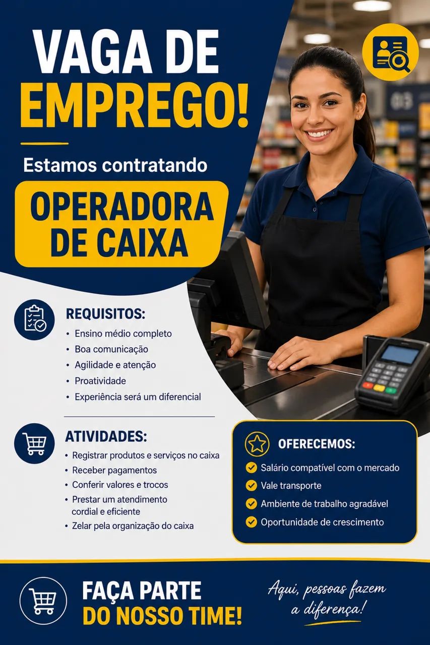 Vaga de operadora de caixa 