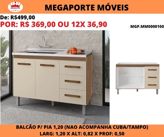 Balcão de Pia 1,20 Moblis - Foto 2