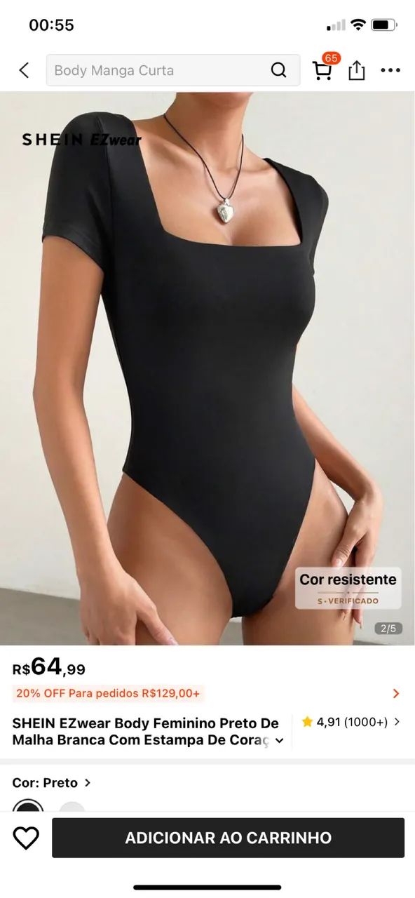 Body Preto - Shein  - Foto 2