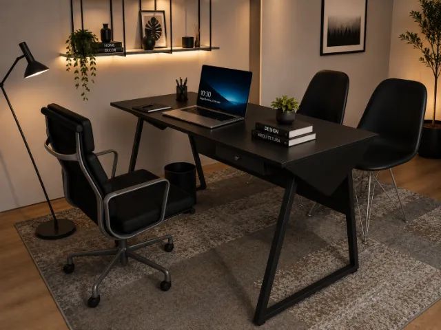 Mesa Office Clean Santoro. Em Madeira Maciça L100CM X P50cm x A74cm