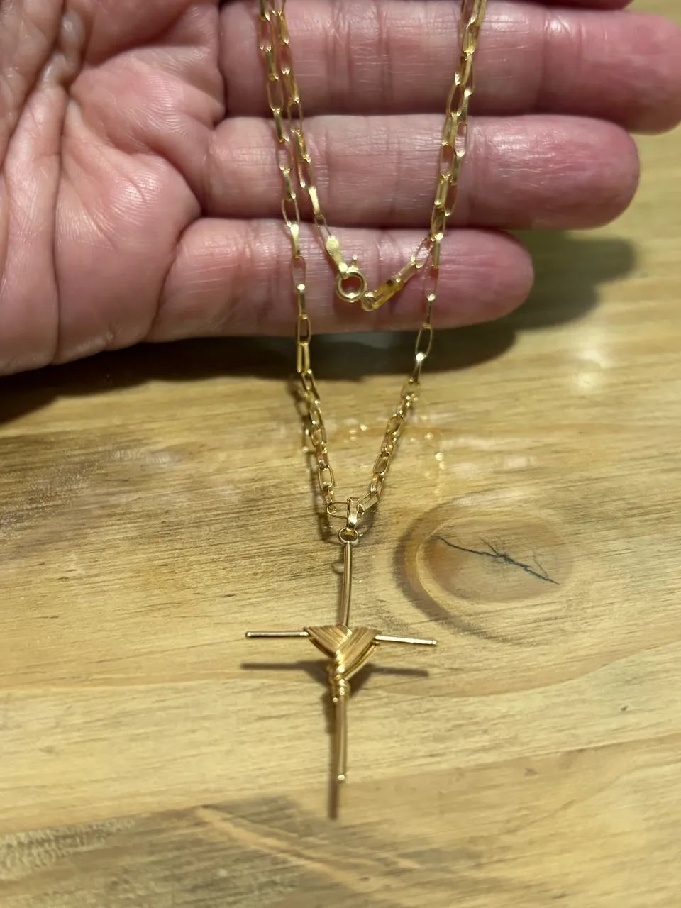 Corrente ouro 18k 60cm com crucifixo 