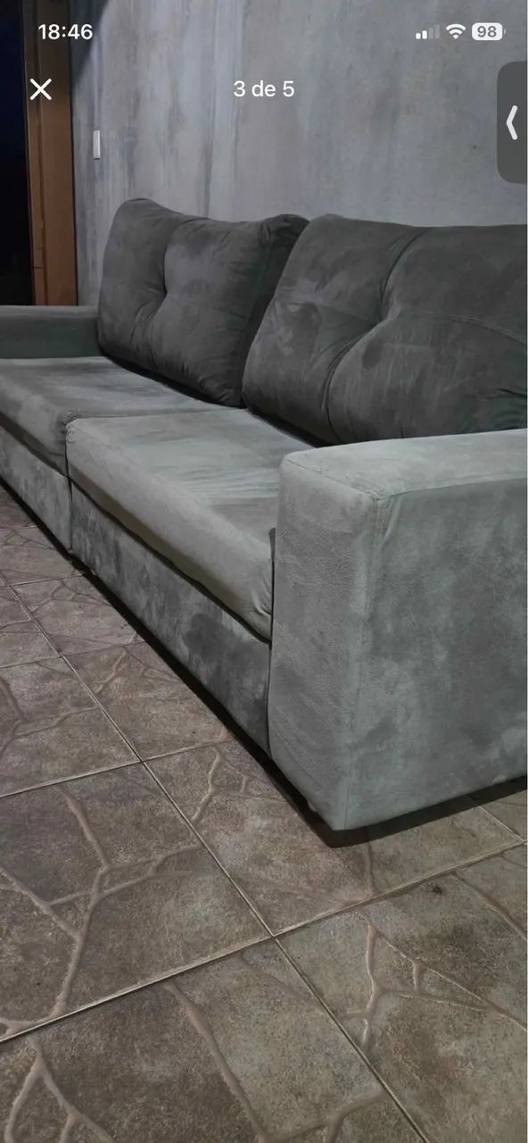 Sofá modular suede cinza 