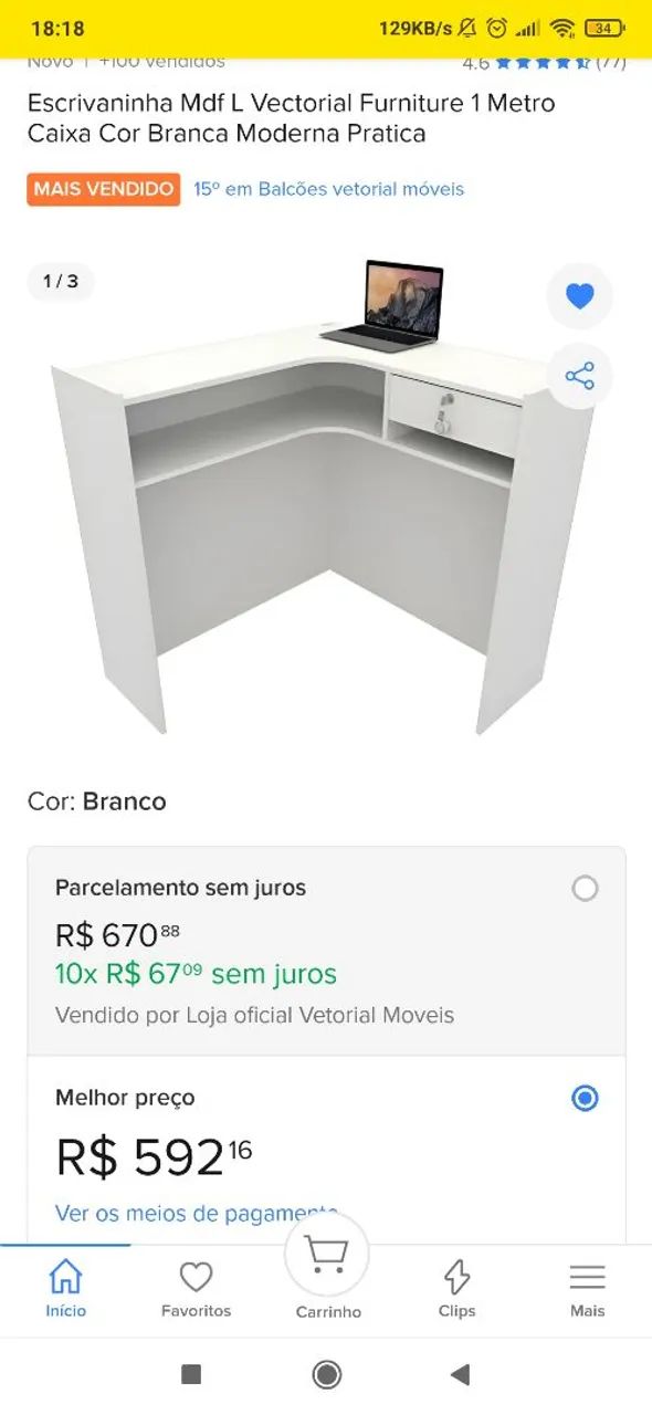 L-shaped Counter, Black Color.