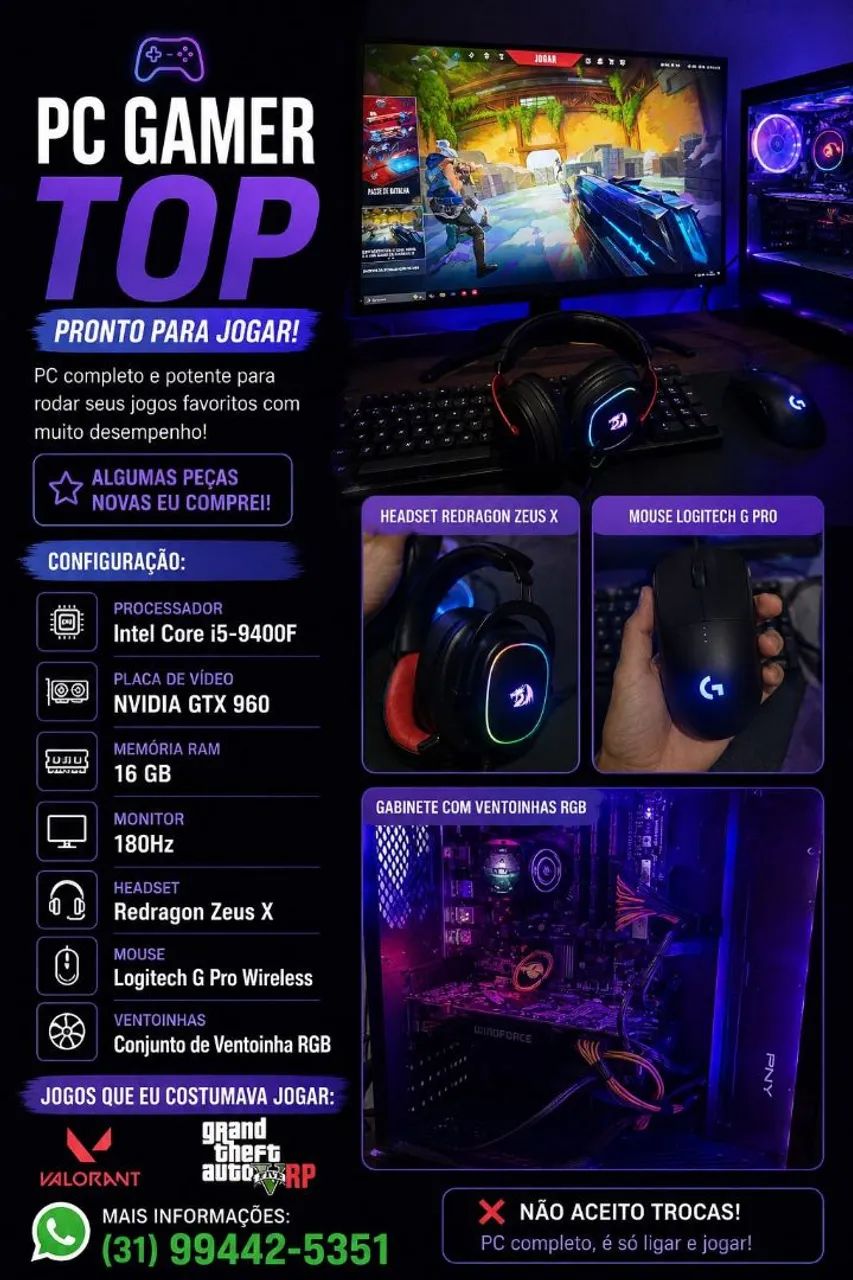 Pc gamer Top pronto pra jogar!
