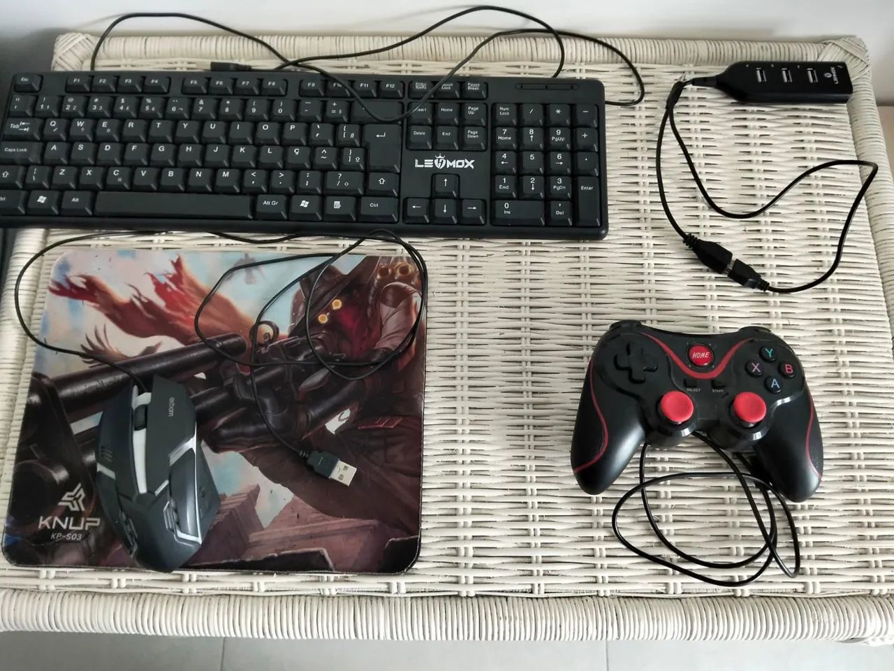 Kit teclado, mouse,mausped e controle gamer 