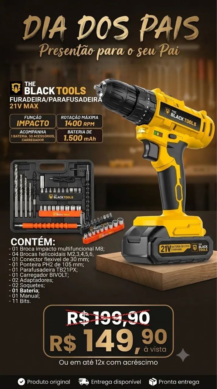 Furadeira e Parafusadeira Black tools  - Foto 2