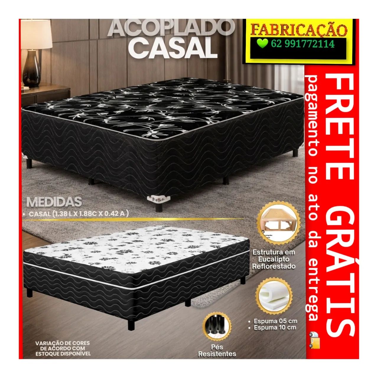 Cama Box 10 CM CENTÍMETROS DE ESPUMA FIRME