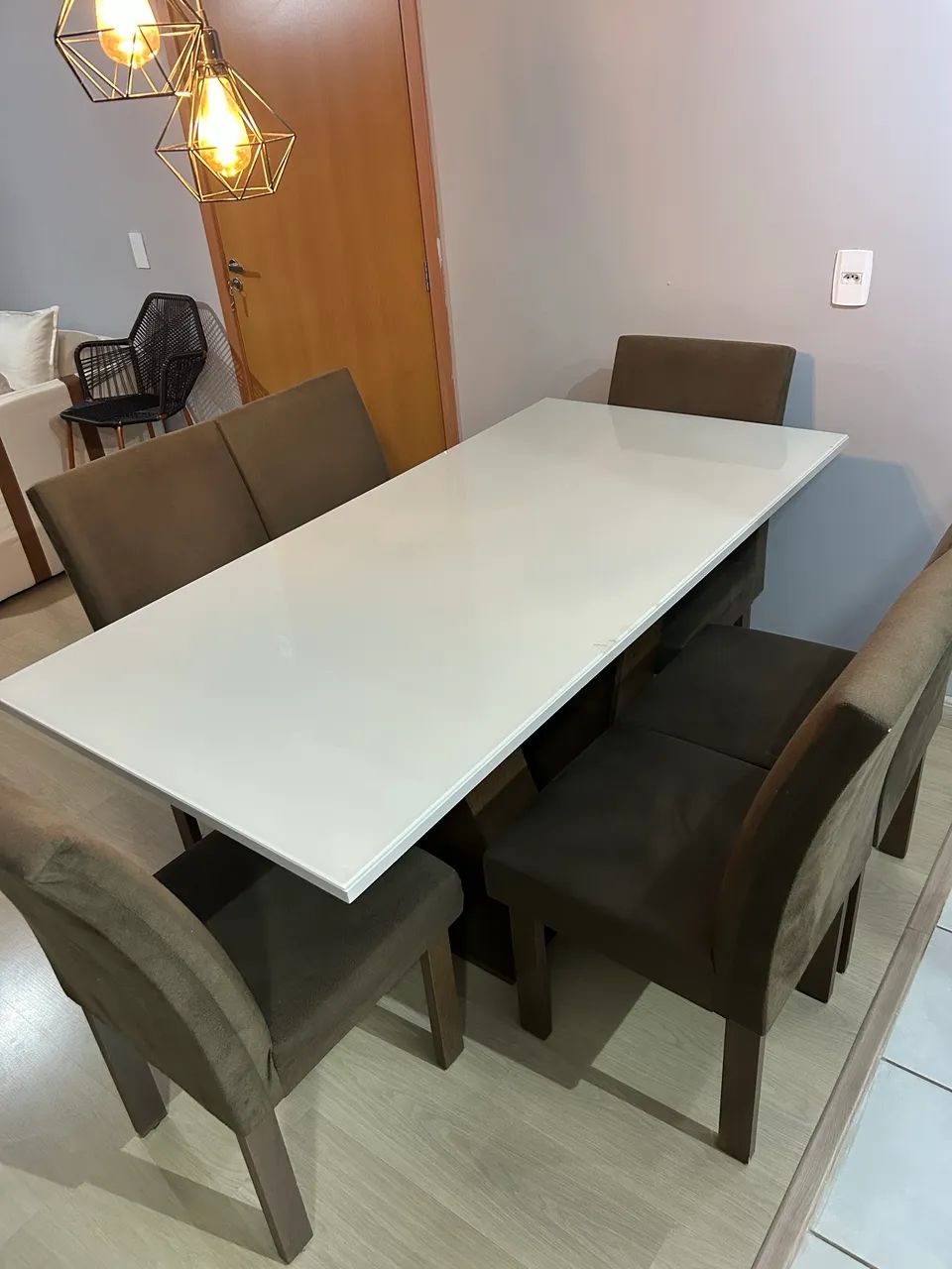 Mesa tampo de vidro com 6 cadeiras - Foto 3