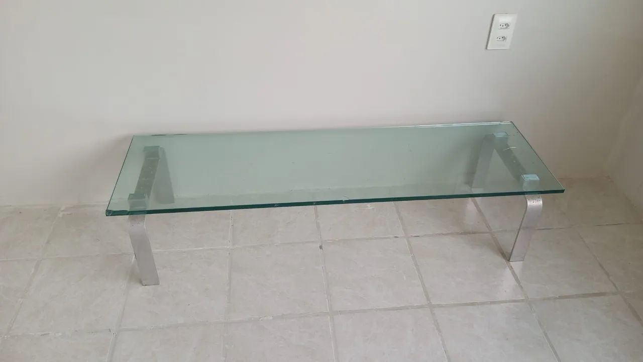 Mesa de Centro em Vidro com Base Metálica - 1,40m - Foto 2