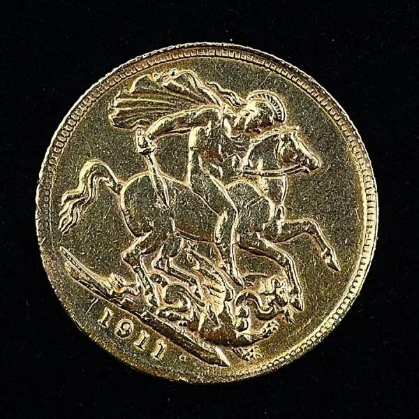 Moeda 1Libra Esterlina 1911 em Ouro 22K - Foto 4