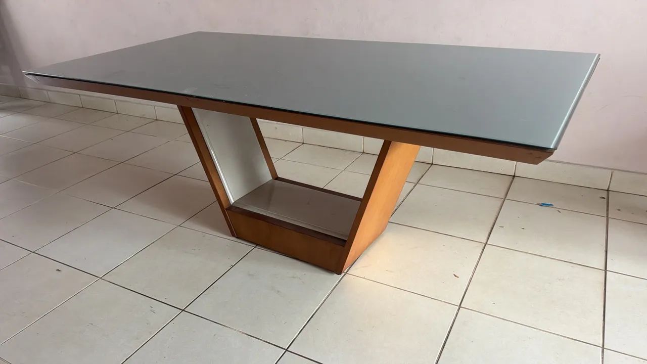 Mesa tampo de vidro pé moderno  - Foto 3
