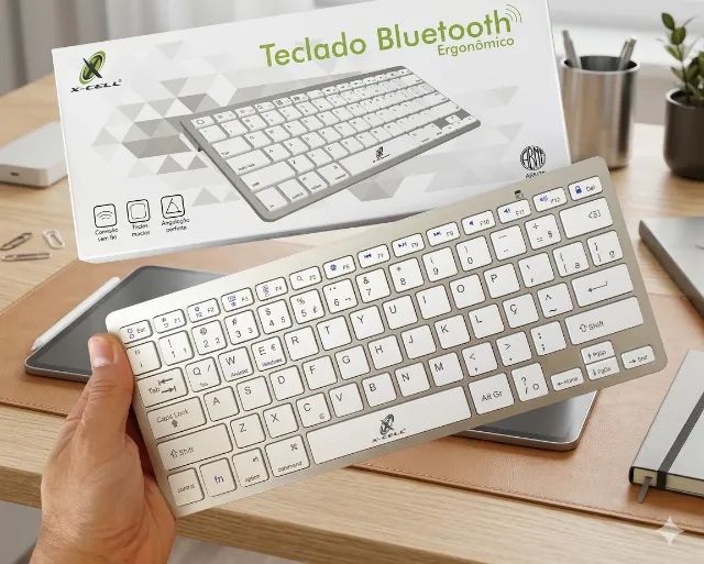 Teclado Bluetooth X-CELL XC-TEC-04 - Slim, Sem Fio, ABNT2 - Foto 5