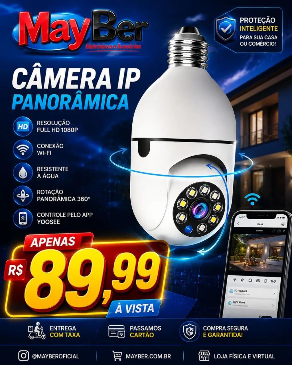 Camera IP panorâmica interna bocal 