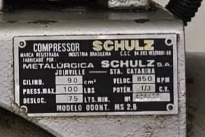 Compressor Schulz MS 2.8. - 1/3 CV - antigo e original
