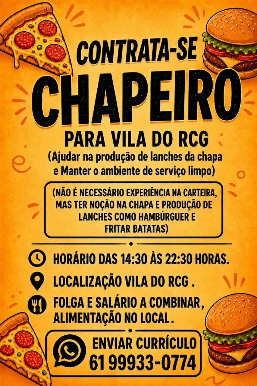 VAGA DE EMPREGO PARA CHAPEIRO (A)