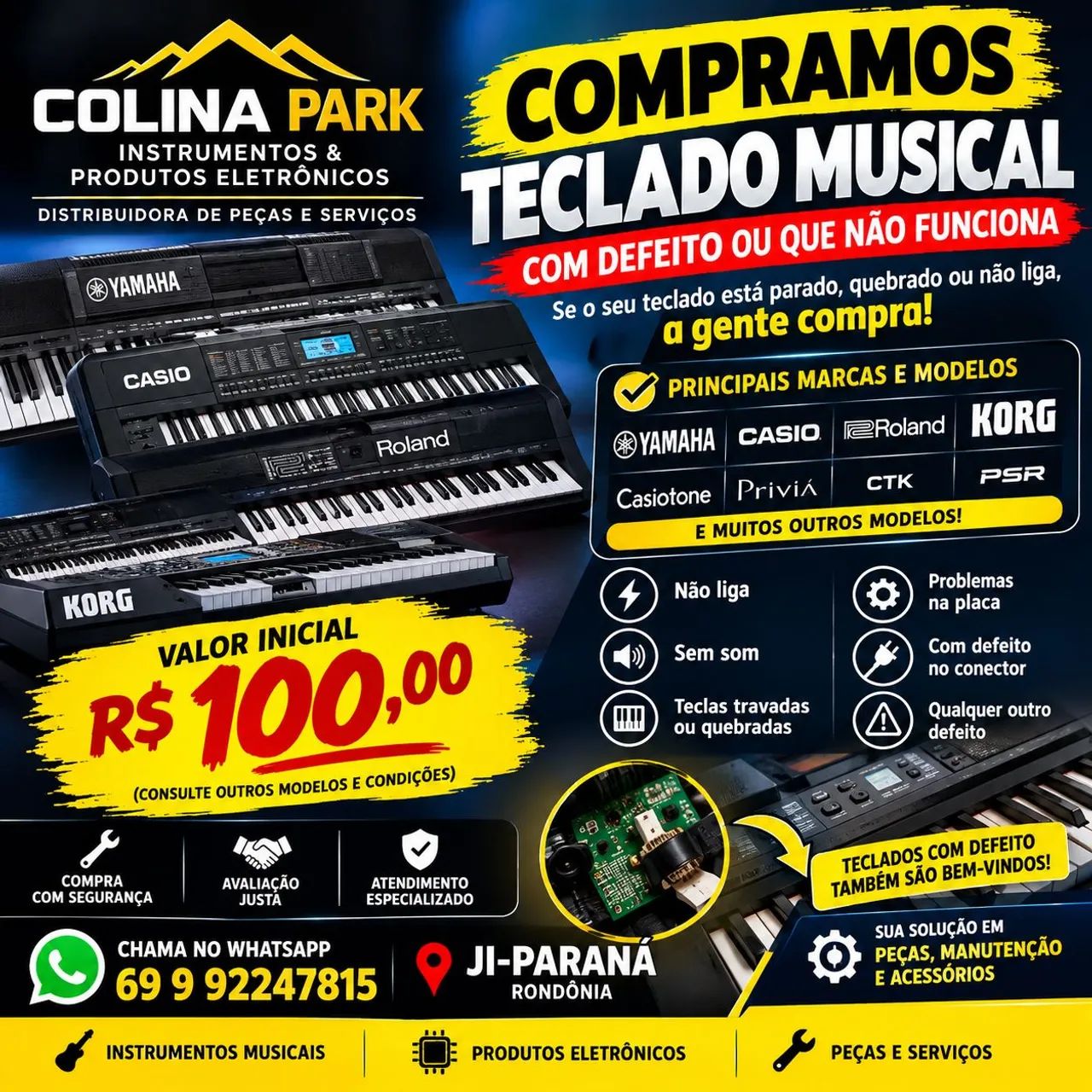 Compramos Teclado Musical com Defeito.