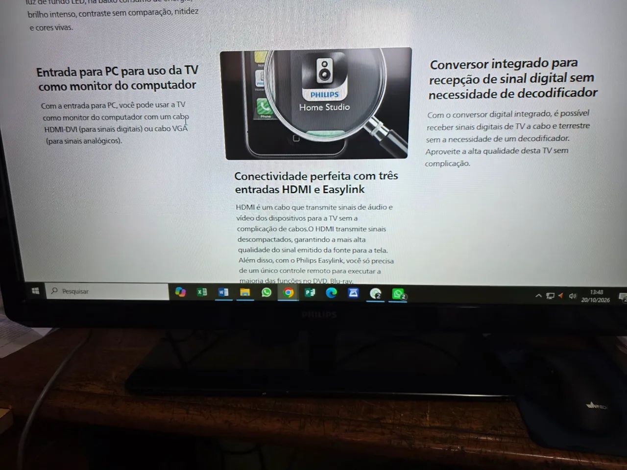 TV Philips Digital 32" e controle - Foto 3