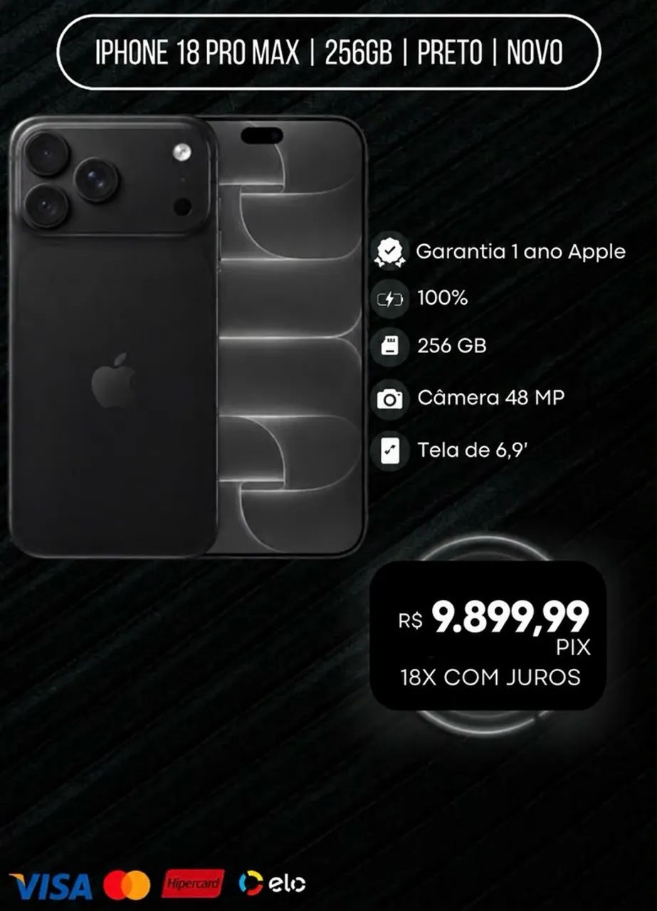 Iphone 18 Pro Max Black Lacrado 1 ank de garantia 