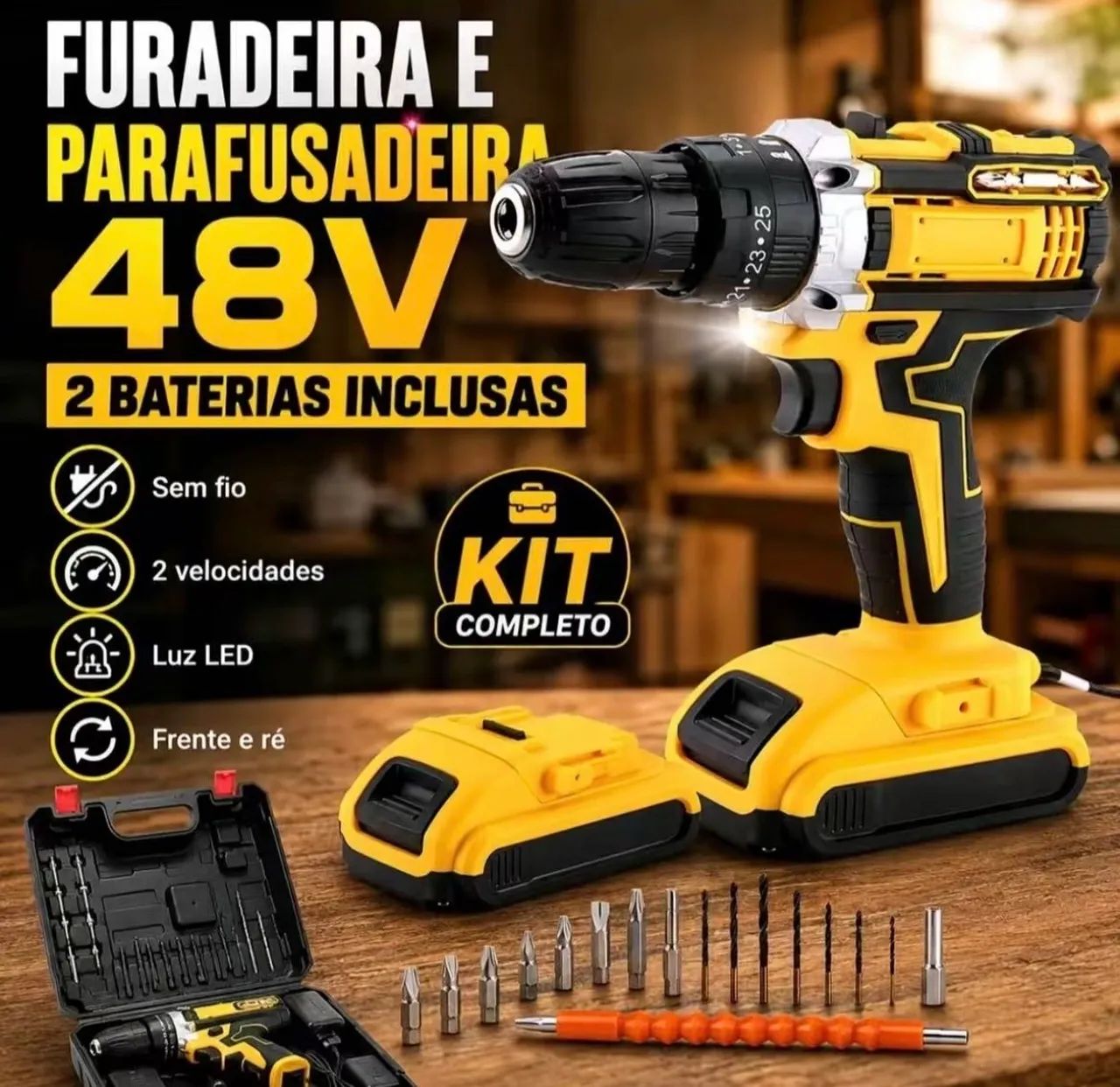 Parafusadeira 48v e 2 Baterias