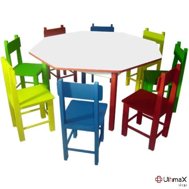 Mesa Infantil Oitavada em Ferro com 8 Cadeiras UltimaX - Foto 3